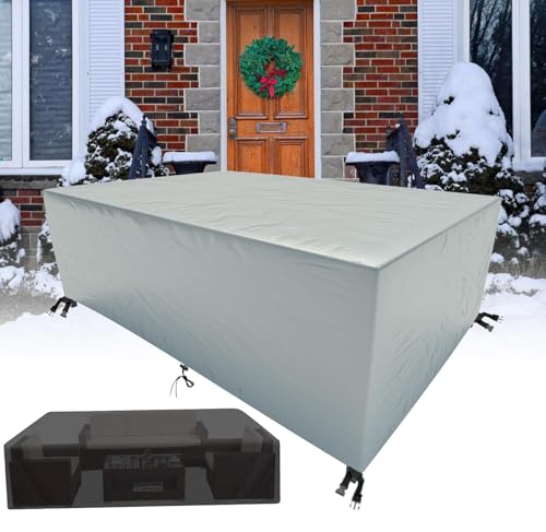 HNKDKJ Tuinmeubelhoes Waterdicht 170x110x105cm/LxBxH Heavy Duty 420D Oxford-stof Outdoor Terrastafelhoezen Waterdicht Stof-proof, Anti-UV Outdoor & Indoor Rotan Meubelhoezen - Zilver