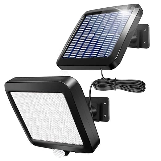 Solar Outdoor Security Lights, 240 COB LED, Motion Sensor, 16.4 Ft Cable, 3 Modes, Adjustable Panels with Remote, Solar Split led Light (White 1-PCS)-image-7