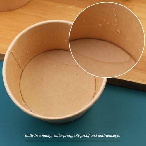 Image of Wuadua 50 Pack 8oz Paper Soup Cups with Lids Disposable Ice Cream Cups