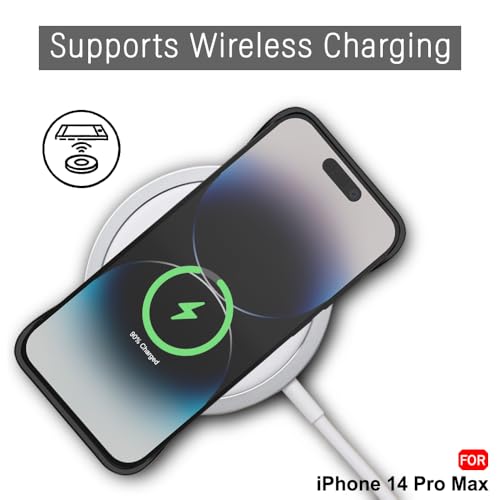 Image of TheGiftKart Hybrid Ultimate Slim Back Case Cover for iPhone 14 Pro Max | Lightweight Profile | Hard Back Case Cover for iPhone 14 Pro Max (PC & TPU, Metal Camera Ring, Leather Texture Finish, Black)