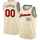 WEOPLKIN Maillot de Basketball Personnalisé 2025/2026, Maillot de Basket Enfant/Homme Personnalisable, T-Shirt Basketball Beige