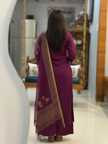 Image of ANNI Designer Women's Rayon Viscose Straight fit Printed Embroidered Kurta with Pant & Dupatta | Ethnic Kurta Set for Women | Daily, Office & Festive Traditional