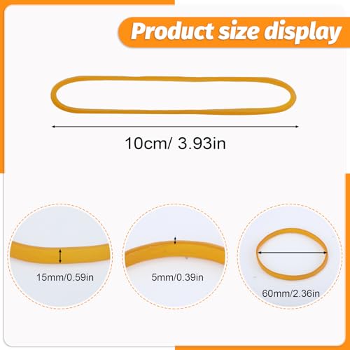 100 Stück Gummibänder Ringe, 5mm x 10cm Gummiringe Rubber Bands Breites und Dickes Gummiband Gute Elastizität für Büro Zuhause Schule (Gelb)
