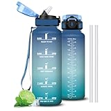 Mujigaga Gourde 1,5l, Gourde Sport Anti Fuite, Gourdes Graduée pour 1 Journee Verrou...
