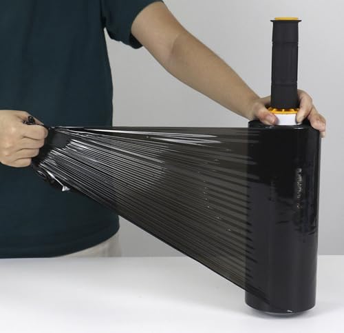 BOMEI PACK 25,4 cm Black Stretch Wrap 3Pack 350.5 m Stretch Cling Durável Aderente Embalagem Movimen