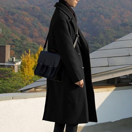 JEShifangjiusu Mens Trench Coat Outdoor Slim Fit Casual Notch Lapel Wool Coat Lightweight Mid-Long Windbreaker Jacket3