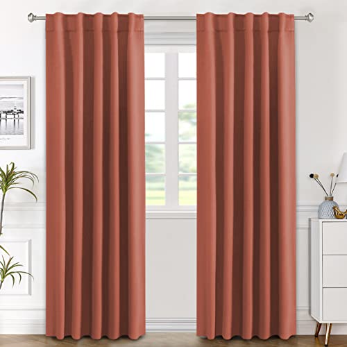 Image of H.VERSAILTEX Blackout Curtains Thermal Insulated Window Treatment Panels Room Darkening Blackout Drapes for Living Room Back Tab /Rod Pocket Bedroom Draperies (2 Panels, Orange, 42 x 84 Inch)