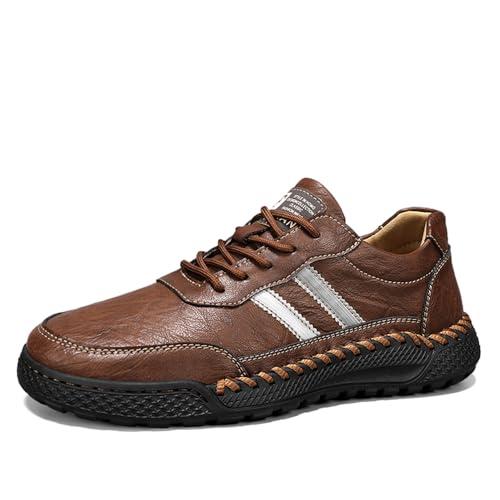 Asifn Mens Casual Leather Shoes Breathable Driving Loafers Walking Comfortable Fashion Lace Up Non-Slip Sneakers Slip On Flat