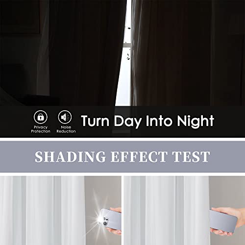 Image of Bujasso White Full Blackout Curtains with Sheer Overlay Double Layer 54x63L