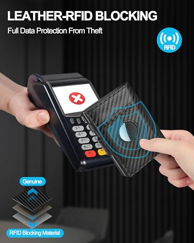 mens wallet credit card holder - with airtag holder 2 id windows  trifold leather  rfid blocking pop up wallet  cash slot  coin pocket  morden business stylish slim  gifts for men