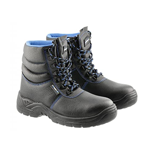 Högert Technik Arbeitsschuhe ZORGE, Sicherheitsstiefel BAU, Stahlkappe, rutschfest, wasserdicht, hohe Schutzschuhe, Schwarz, Industrie, Handwerk