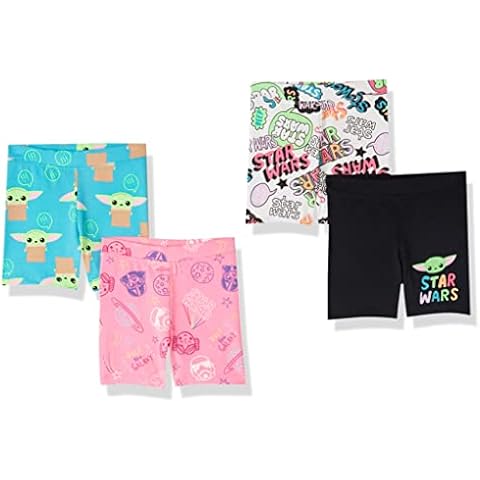 Amazon Essentials Disney | Marvel | Star Wars | Frozen | Princess Pantalón Corto de Ciclismo Niña, Pack de 4 Cover