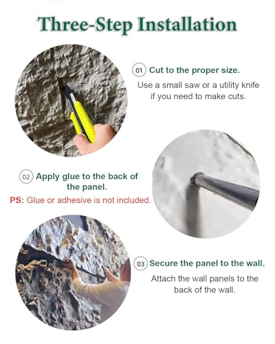 Vibeo Cement Texture 3D Wall Panels Waterproof, PU Faux Stone Wall Panel, Wall Cladding Panels Exterior Interior Decor