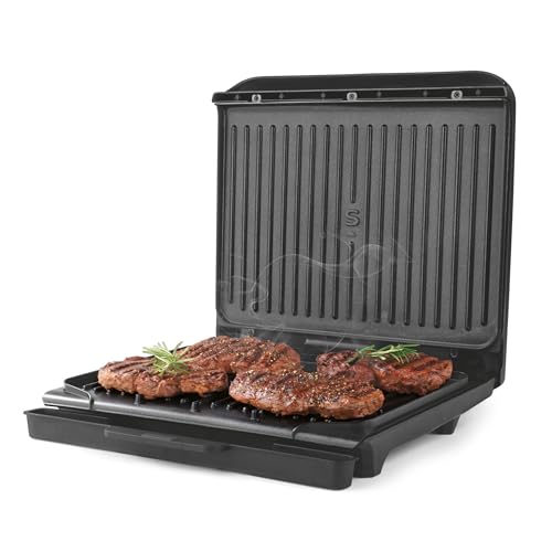Salter ActiGrill Familiar - Parrilla de Salud Grande para 8 porciones, Bisagra Flotante para cocinar Carnes más gruesas y paninis, Placas Antiadherentes sin PFAS, Temperatura Automático, 2000W