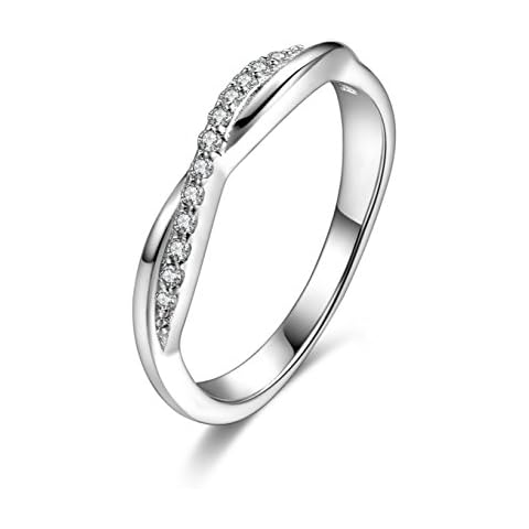 925 Sterling Silver Infinity Love Promise Commitment Engagement Intertwined Cubic Zirconia Mid Finger Rings for Women Sizes H Cover