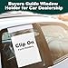Clip-On Window Form Holders - 9 x 13 Clear Plastic for Car Dealerships, Buyer Guide Window Holders/Pouches, Vehicle Window Document Display Sleeves, Automotive Windshield Form Holders - Pack of 50