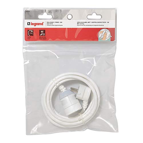 Rallonge Legrand 5m 2P+T blanche avec eclipses de protection pour la maison - 4
