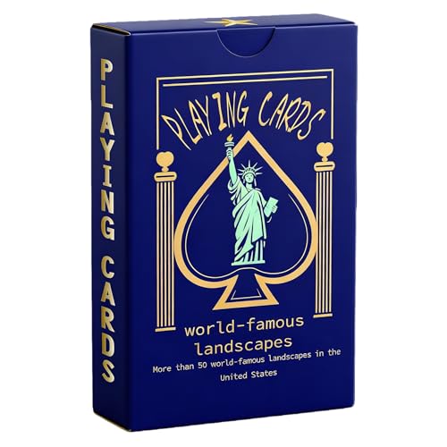 Haklxyg Waterproof Playing Cards, Premium PVC Plastic Waterproof Deck of Cards for Pool Beach Camping Party, USA Landmark Themed Collectible Poker Cards