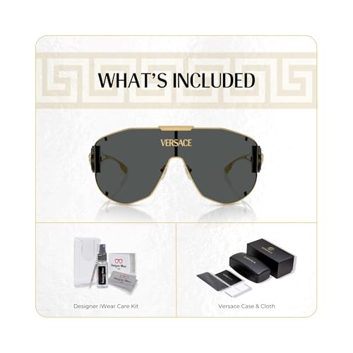 Versace VE2268 64MM Shield Sunglasses For Men +BUNDLE with ACCESSORY EYEWEAR KIT2