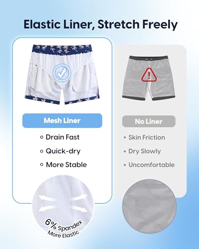 Image of maamgic Mens Swim Trunks 5 Inch with Mesh Lining, Quick Dry Mens Bathing Suit, Swim Shorts for Swimming and Beach
