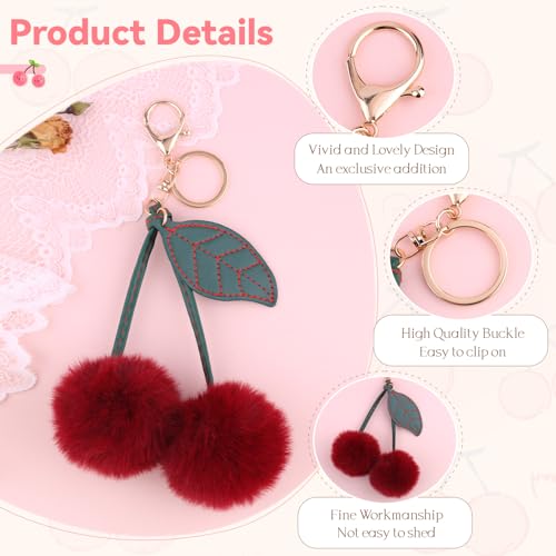 Image of TINKRSTUFF Cherry Bag Charm Cute Key Chains Cherry Purse Charms for Handbags, Strawberry Keychain Best Gifts