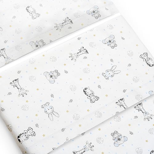 Bebe Juego De Sábanas Franela Conjunto 3 Pcs Minicuna 50x80 100% Algodón Koala Blanco/Azul - Hecho en España
