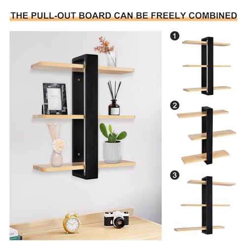 Étagère murale réglable en bois noir à 3 niveaux 58cm - 5