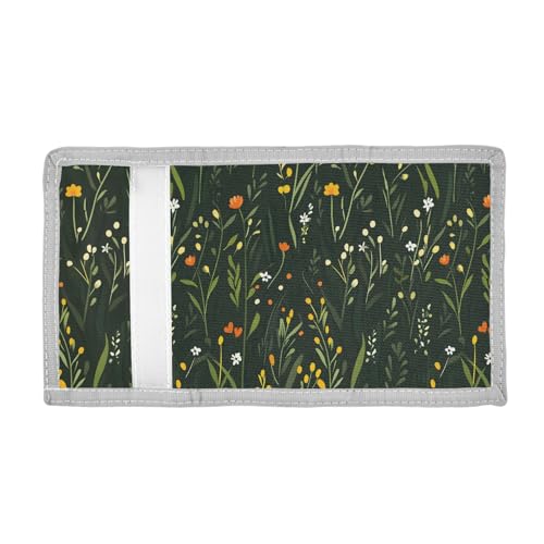 ALAZA Kids Wallets for Boys Girls Toddler Trifold Wallet Children Small Grass Flower with Zipper Coin Pocket2