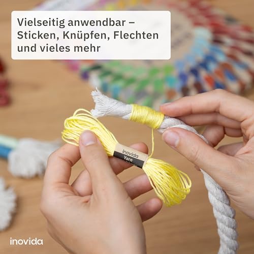 Stickgarn Set 50 Farben je 5 Meter – Freundschaftsarmbänder selber Machen – Nähgarn Set zum Sticken, Armband knüpfen, Basteln, Armband flechten – Kreuzstich Stick – Embroidery Thread – Inovida