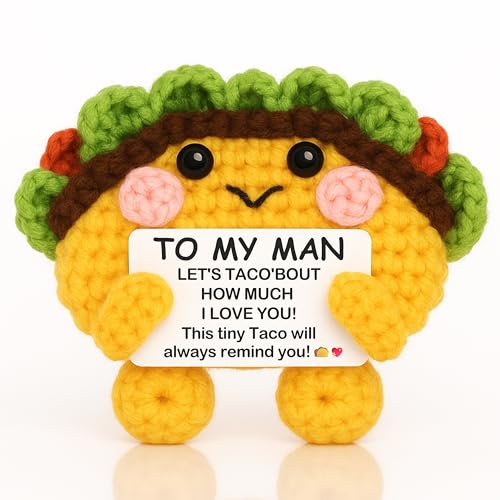 JoycuFF Gifts for Men, Valentines Day Mini Positive Handmade Crochet