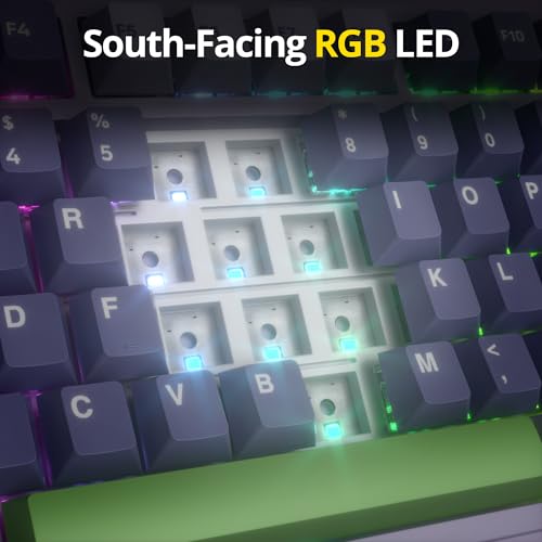 Image of surmen M75 75% Wireless Creamy Keyboard with Gasket, Pre-lubed Triple Mode Bluetooth Mechanical Gaming Keyboard BT5.0 /2.4Ghz /USB with Sound Absorbing Pads Hot-Swap(Lavender)