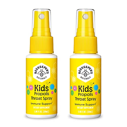 BEEKEEPER'S NATURALS Propolis Throat Spray for Kids - 95% Bee Propolis Extract - Natural Immune Support & Sore Throat Relief - Has Antioxidants & Gluten-Free, 1.06 oz (Pack of 2)â€¦