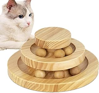 TSKDKIT Cat Toy Roller Exerciser Fun Cat Toy Indoor Pet Interactive Toy Bamboo Cat Ball Toy with Double Layer Rail, Teaser Cat Ball Toy for Kitten Puppy etc