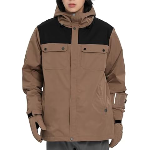 Actleis Winter Snowboard Jacket Warm Snow Coats For Men Waterproof Insulated Skiing Jacket Large Mocha And Black Cover
