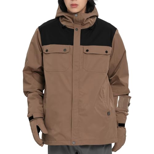 Actleis Winter Snowboard Jacket Warm Snow Coats For Men Waterproof Insulated Skiing Jacket Small Mocha And Black