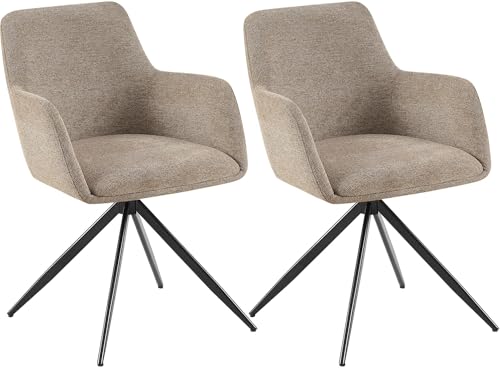 CLP Lot de 2 chaises de Salle a Manger pivotantes Olema en Tissu, fauteuils orientables a 180 degres avec accoudoirs et Dossier, Charge Max. 150 kg,...