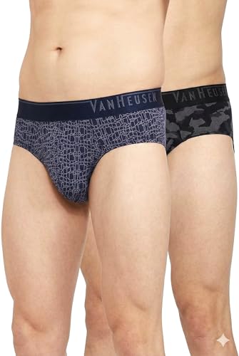 Image of Van Heusen Men Regular Fit 4 Way Stretch Body Defining Fit Allover Print Briefs - Available in Pack of 1 & 2