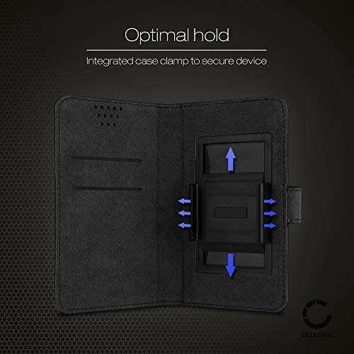 CELLONIC Universal Phone Case Compatible for Smartphones (13.2cm x 8cm x 1cm) PU Leather Leather Protective Folding Flip Phone Wallet Card Holder - Image 3