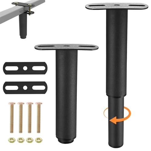 Rdddhur Patas para Somier, 2 Piezas Patas para Muebles, Patas de Mesa Regulables Ajustables Patas Regulables Patas Metalicas para Muebles para Muebles Mesas Sofá Mesa Estantes,Negro(18-33CM)