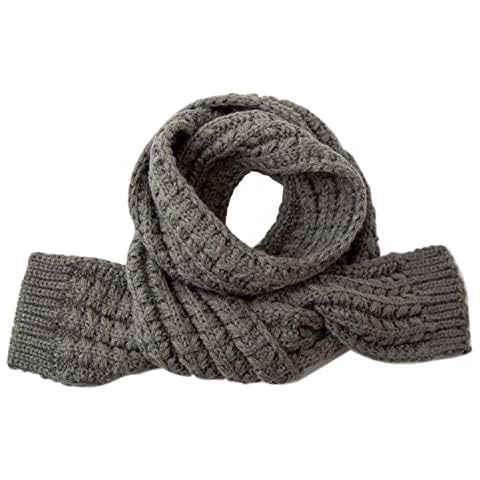 BEARUN Kids Knitted Scarf Winter Fashion Solid Color Toddler Baby Warm Scarves Wrap Neck Warmer for Girls Boys Grey Cover