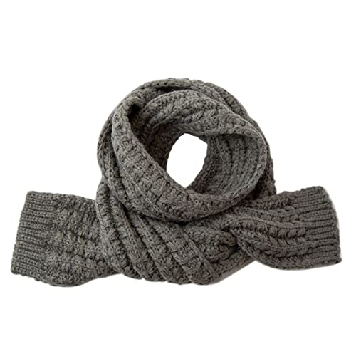 BEARUN Kids Knitted Scarf Winter Fashion Solid Color Toddler Baby Warm Scarves Wrap Neck Warmer for Girls Boys Grey