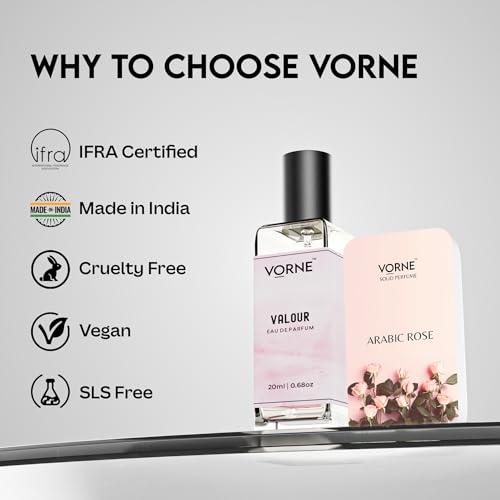 Image of VORNE Perfume for Women Combo Pack of 2 | Eau de Parfum 20ml & Solid Perfume 12g | Long Lasting Women Perfume | Fresh Floral & Rose Fragrance | Party, Daily use & Date Night | Perfume Gift Set for Women | Valentines day gift