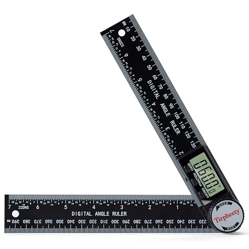 Tirpheety Digital Angle Finder Protractor 3rd Generation Quick Display Angle Gauge Ruler 7-Inch (200mm) Professional Measuring Tool for Woodworking Carpentry and Construction(plastic