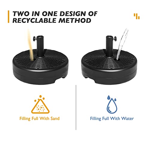 Mansader Fillable Plastic Umbrella Base Stand 50 Lbs Water Table Patio Umbrella Bases, Weighted Outdoor Patio Market-Heavy Duty Umbrella Stands, For Outdoor, Lawn, Garden, Pool, Rattan Weave (Black) #TOP5