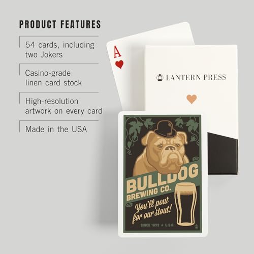 Lantern Press Bulldog, Baraja de 52 naipes Póker miniatura 3