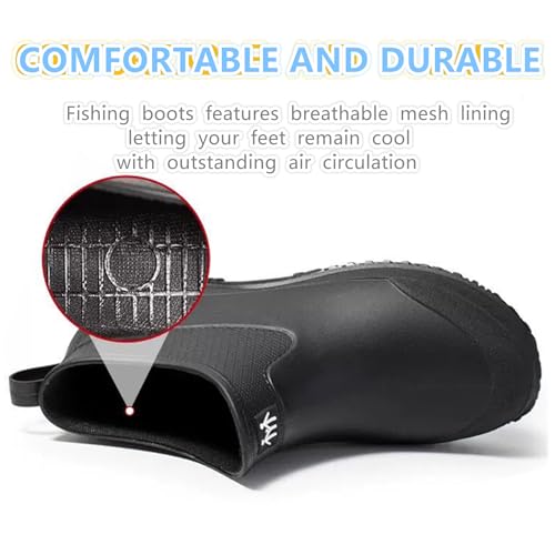 Mens Rain Boots, Ankle Deck Boots Waterproof for Men Anti-Slip Mud Shoes for Garden Outdoor Work Fishing Farming Gardening4