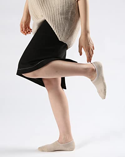 Pro Mountain No Show Socks Women Cotton Cushion Footies Liner S M L Xl Sneakers Workout Loafer Footies Flats Us Women Shoe Size 8-10 Beige Tan 4 Pack #TOP4