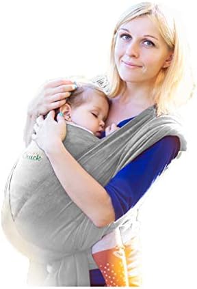 Baby Wrap Carrier - Baby Carrier by SnugglyChuck - Baby Sling, Nursing Cover and Baby Slings and Wraps for Infants and Newborn - Soft Ergonomic Stretchy Perfect Baby Shower Gifts (Grey)
