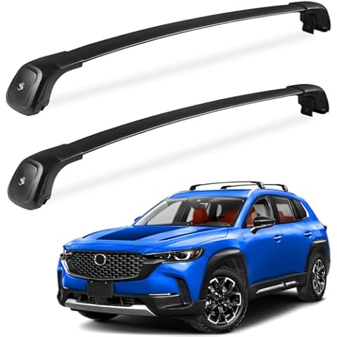 FengYu Lockable Roof Rack Cross Bars 260lbs Compatible with Mazda CX-50 & CX50 Hybrid 2023 2024 2025 (with Flush Side Rails),Heavy Duty Aluminum Roof Rails Crossbars Cargo Bars Canoe Rooftop Black Cover