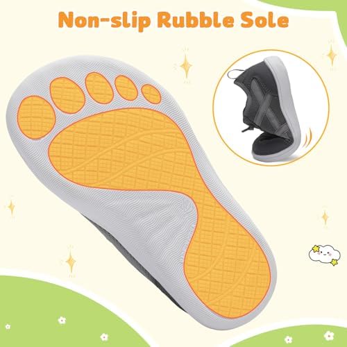 LeIsfIt Toddler Shoes Boys Girls Wide Barefoot Shoes Kids Slip on Casual Sneakers Breathable Non-Slip Sneakers for Walking Play School Tennis, Grey, 8 Toddler — view 6